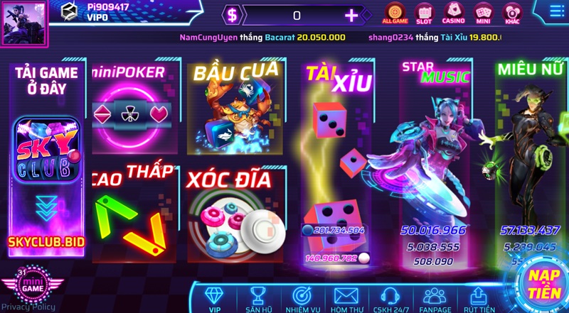 Đăng ký chơi game SkyClub